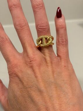Bomb Party NWOT! Pavé Link Statement Ring in Gold